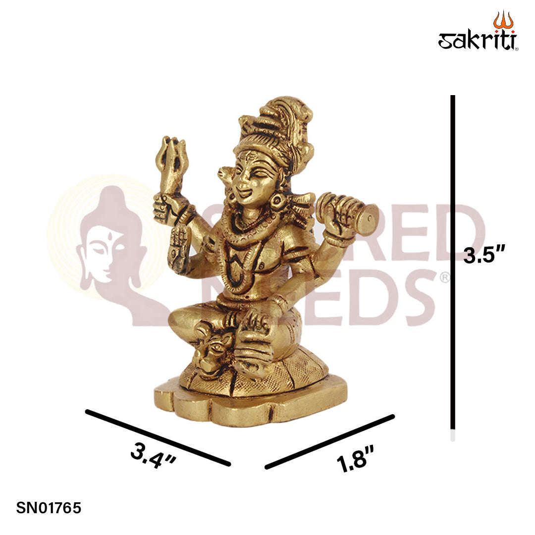 Brass Shivan – 3.5 Inch Mini Shiva Idol for Travel Pooja or Gifting