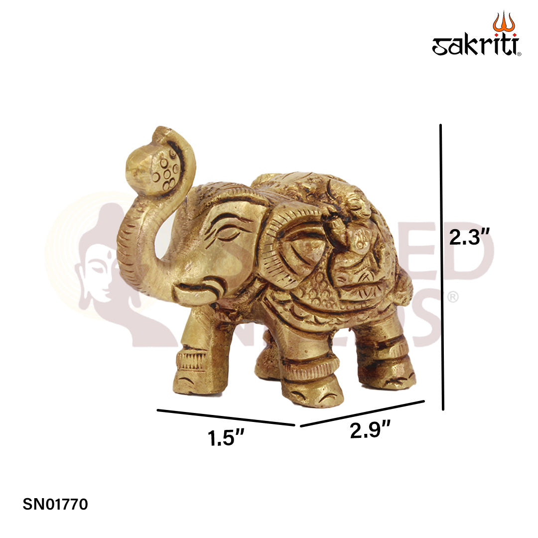 Brass Elephant – 2.3 Inch Miniature Elephant Idol for Vastu & Prosperity