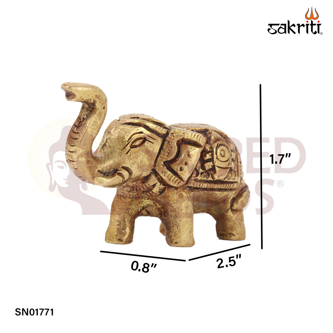 Brass Elephant (Mini) – 1.7 Inch Small Elephant Figurine for Wealth and Decor
