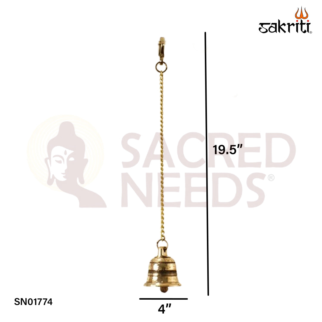 Brass Bell with Chain – 19.5 Inch Traditional Brass Temple Bell with Chain