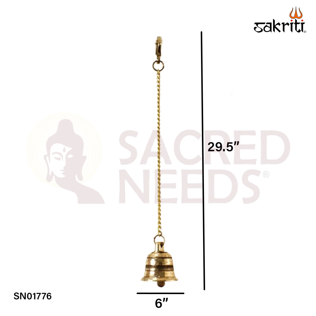 Brass Bell with Chain – 29.5 Inch Extra Large Hanging Bell for Spiritual Sound Vibration