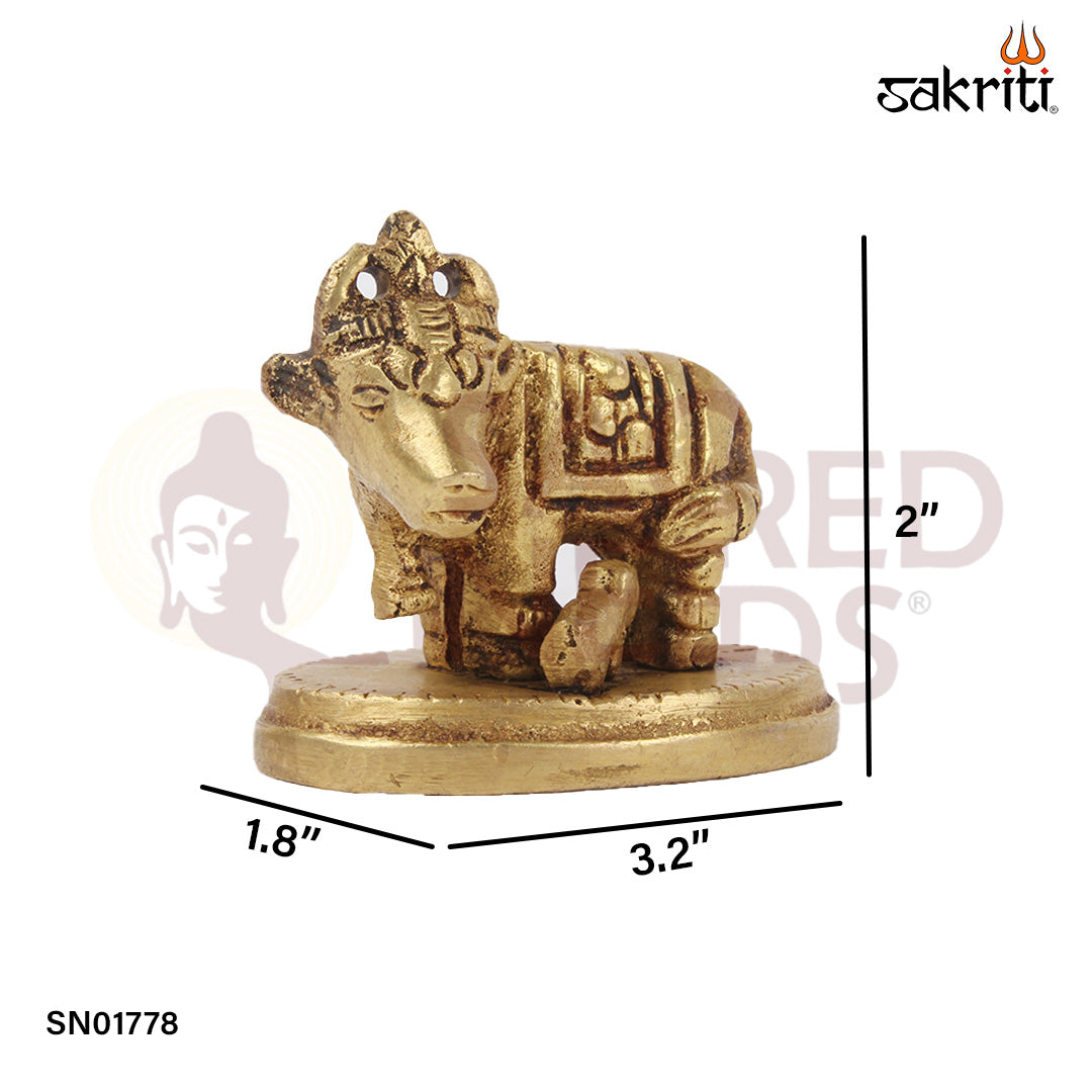 Brass Cow & Calf – 1.8 Inch Small Kamadhenu Cow and Calf Idol for Home Temple