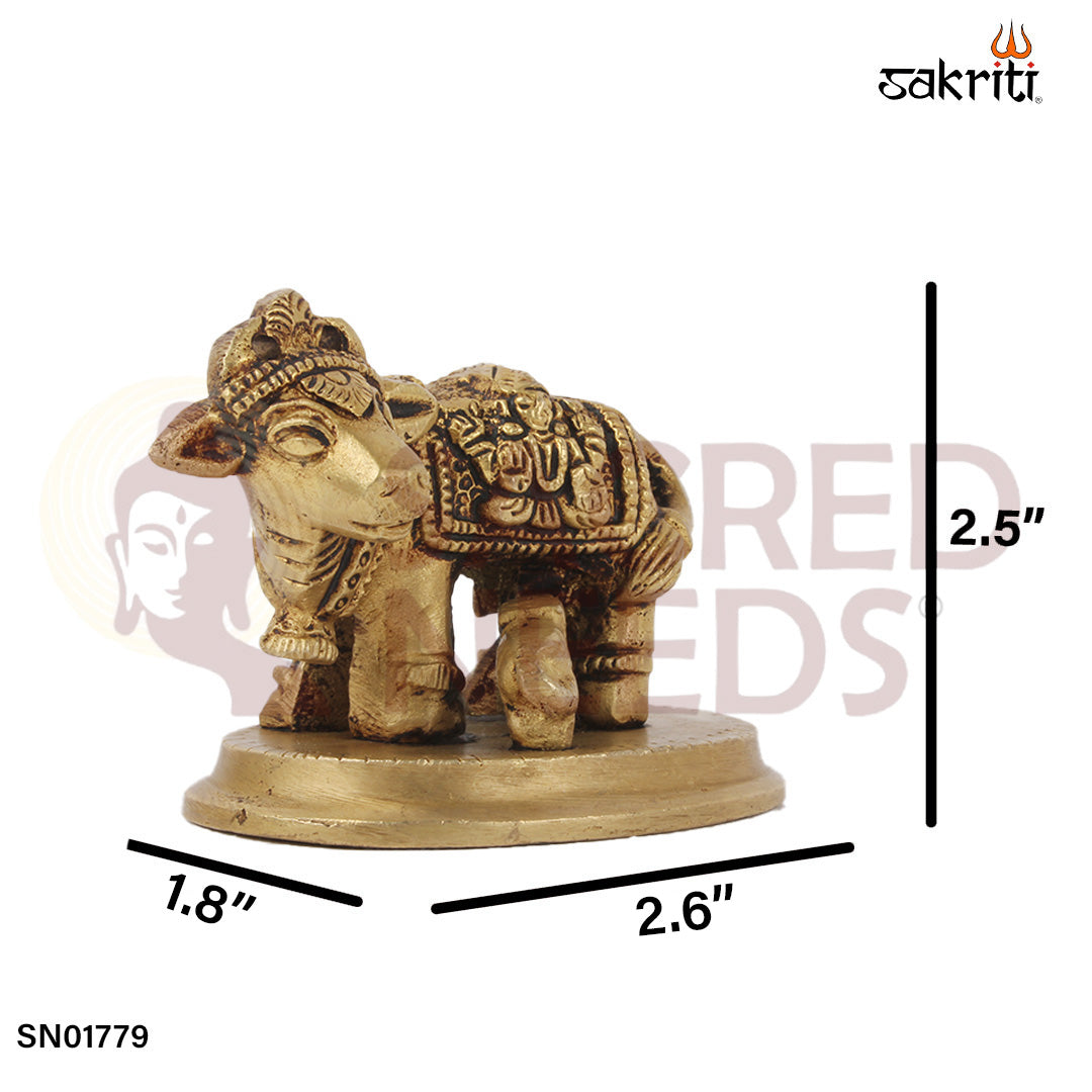 Brass Cow & Calf – 2.5 Inch Divine Cow Figurine with Calf for Abundance & Devotion