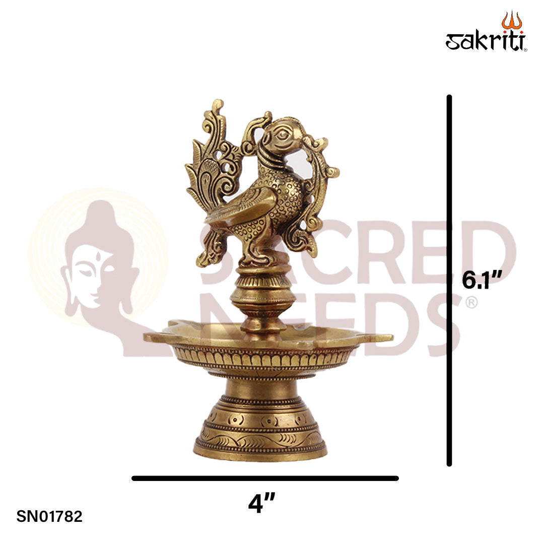 Brass 5 Mukh Annam Vilakku – 6.1 Inch Multi-Spout Annam Deepam for Home or Temple