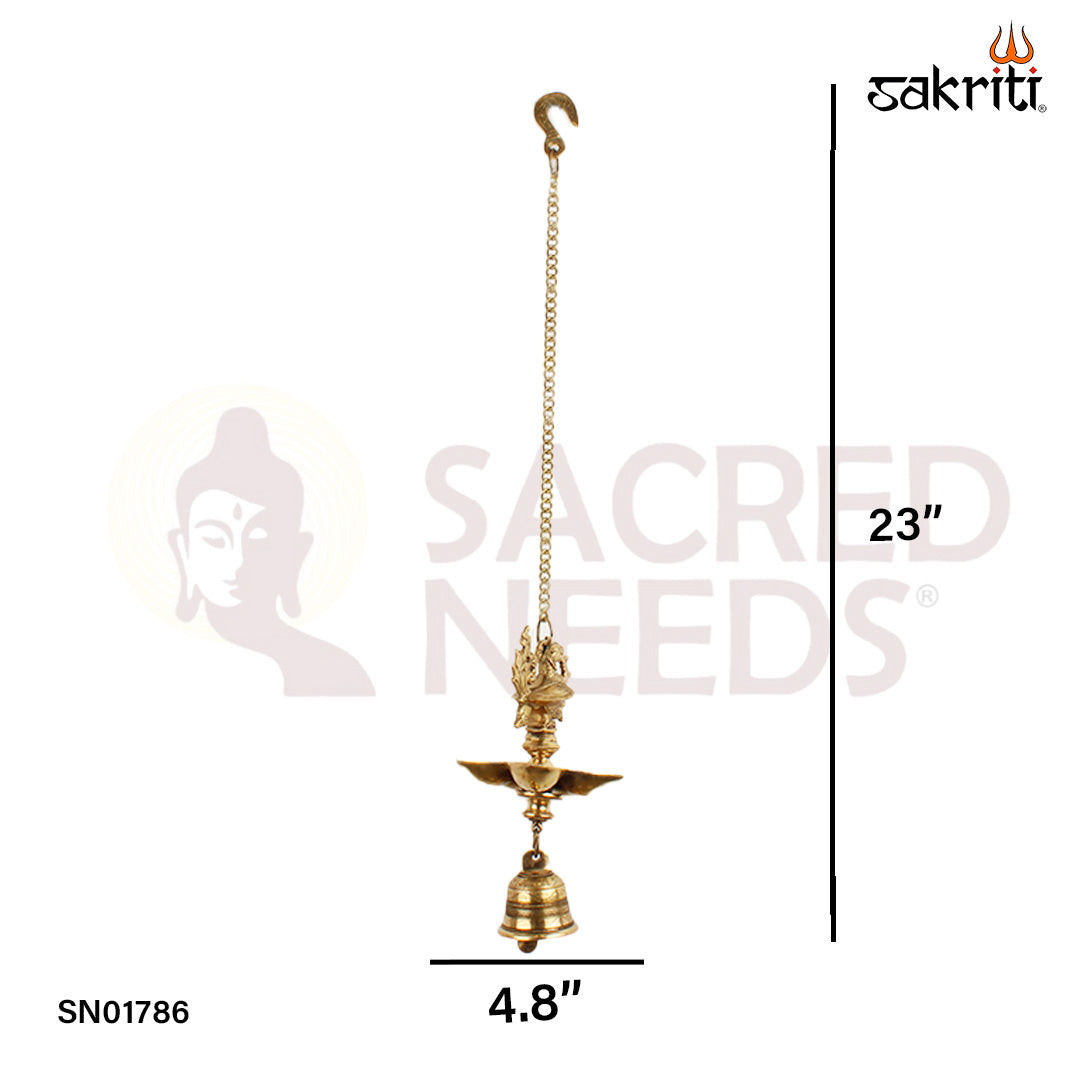BRASS 5MUKH ANNAM VILAKKU WITH BELL HANGING