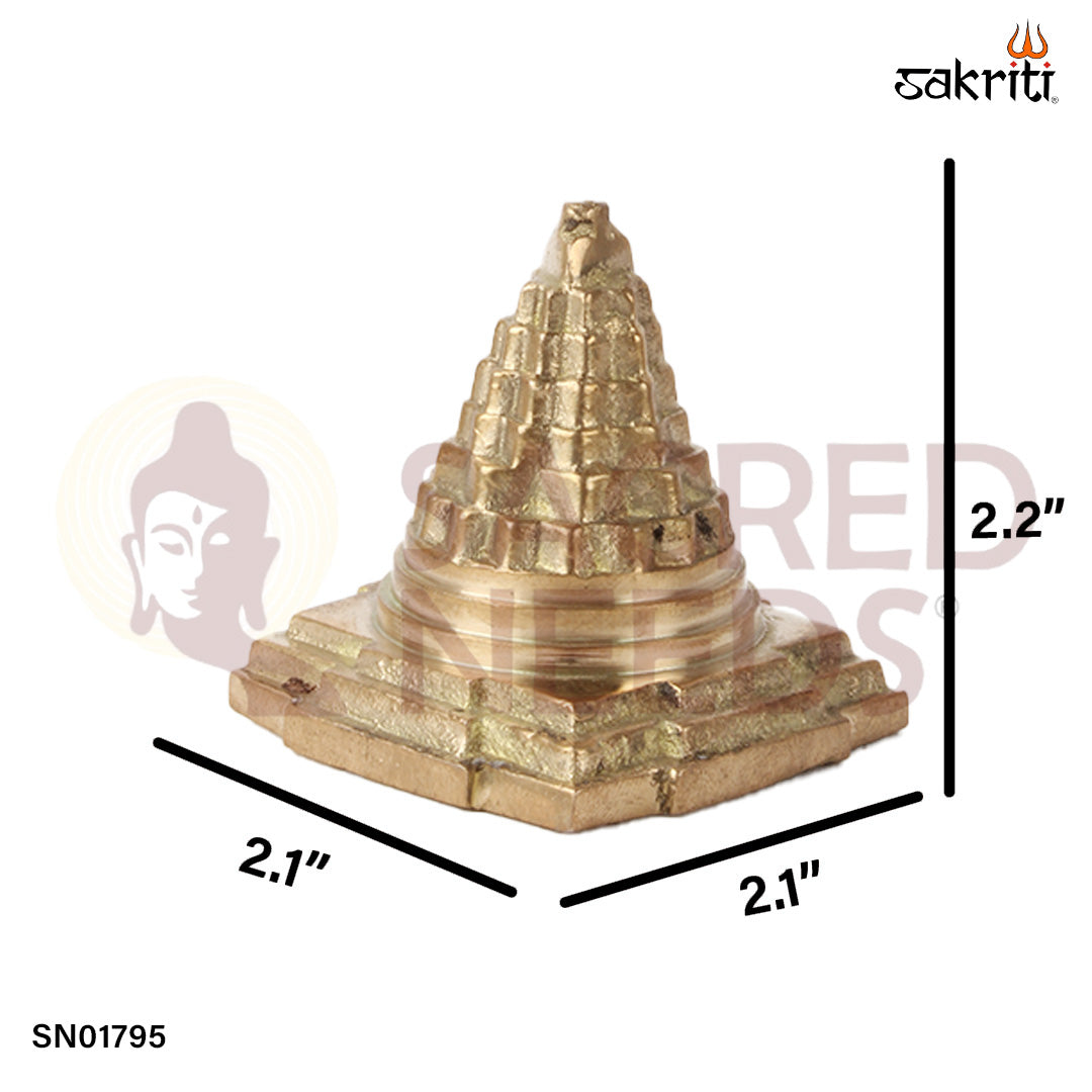 Brass Maha Meru Pyramid – 2.2 Inch Vastu Pyramid for Wealth, Energy, and Meditation