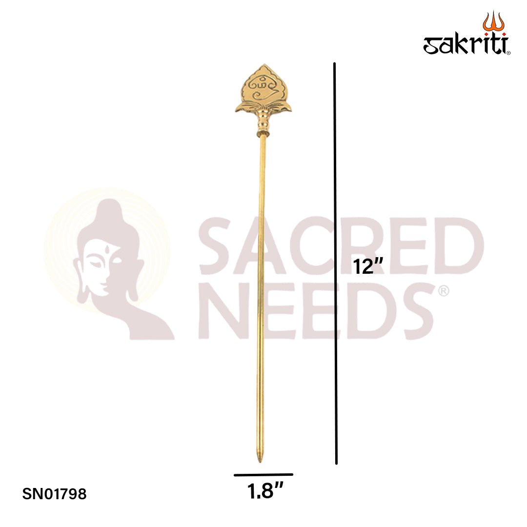 Brass Vel – 12 Inch Murugan Vel Spear for Temple, Altar, and Spiritual Decor