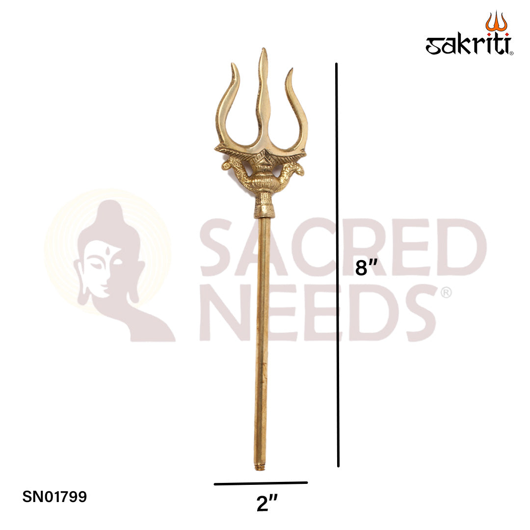 Brass Trishul – 8 Inch Lord Shiva Trident for Home Pooja and Ceremonial Use