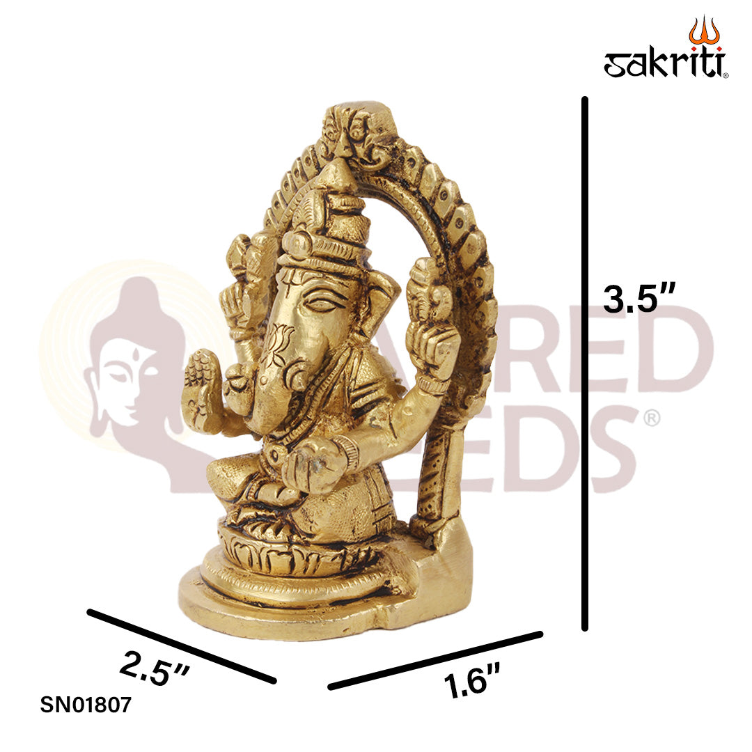 Brass RT Ganesha with Frame – 3.5 Inch Ganesha Idol in Framed Design for Wall or Shelf