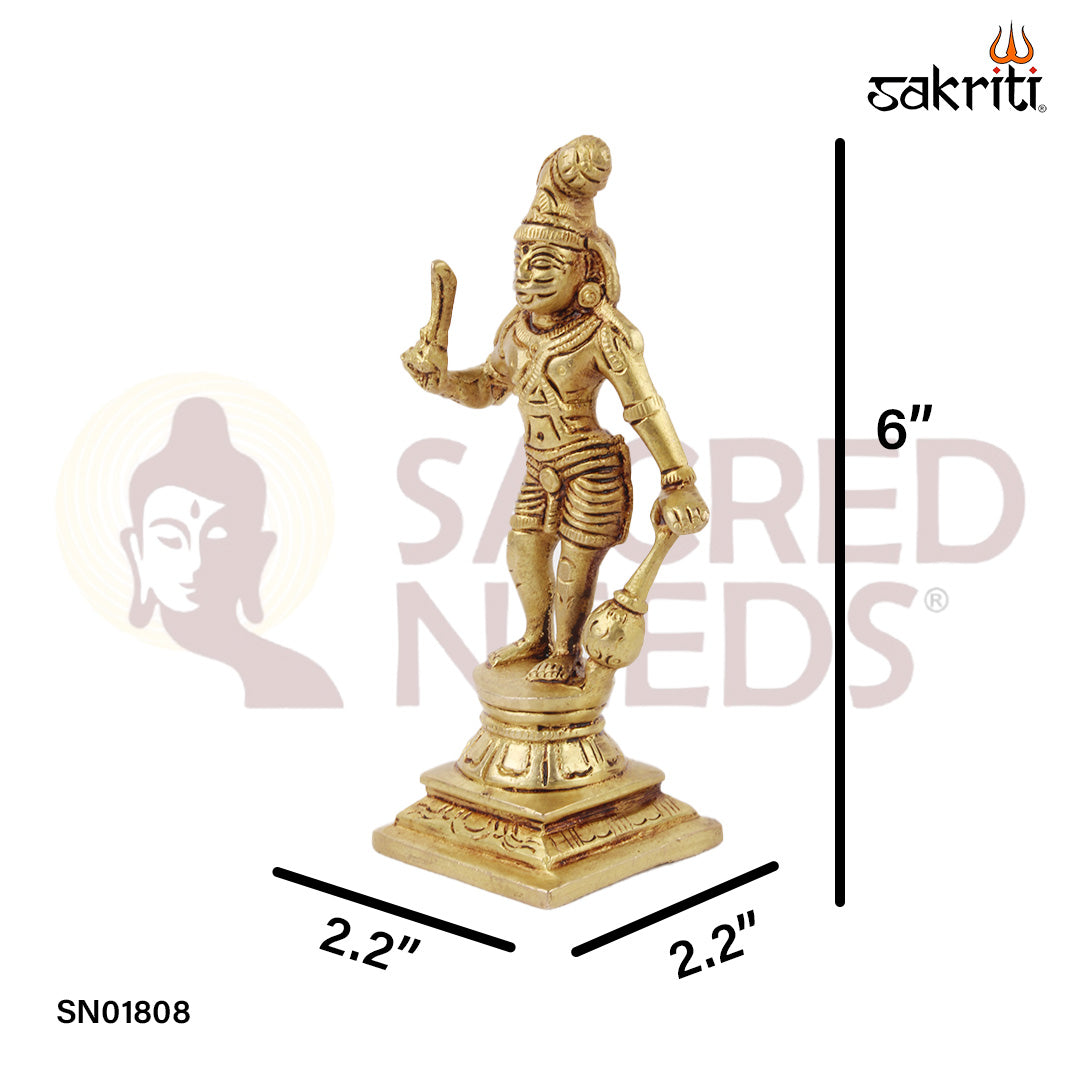 Brass Karupannasamy – 6 Inch Fierce Guardian Deity Idol for Protection and Worship