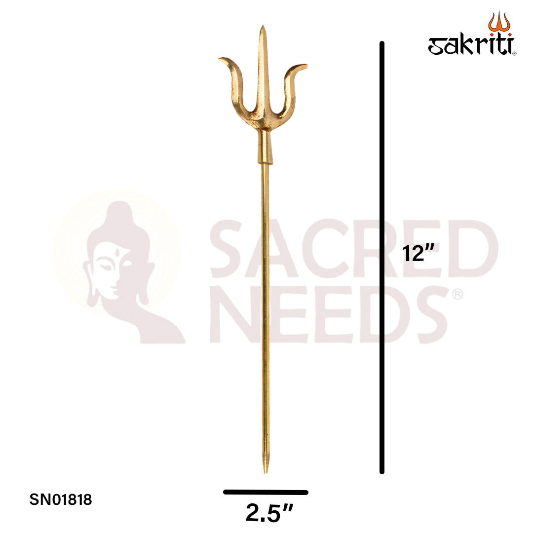 Brass Trishul – 12 Inch Sacred Trishul for Lord Shiva Worship and Vastu Purposes