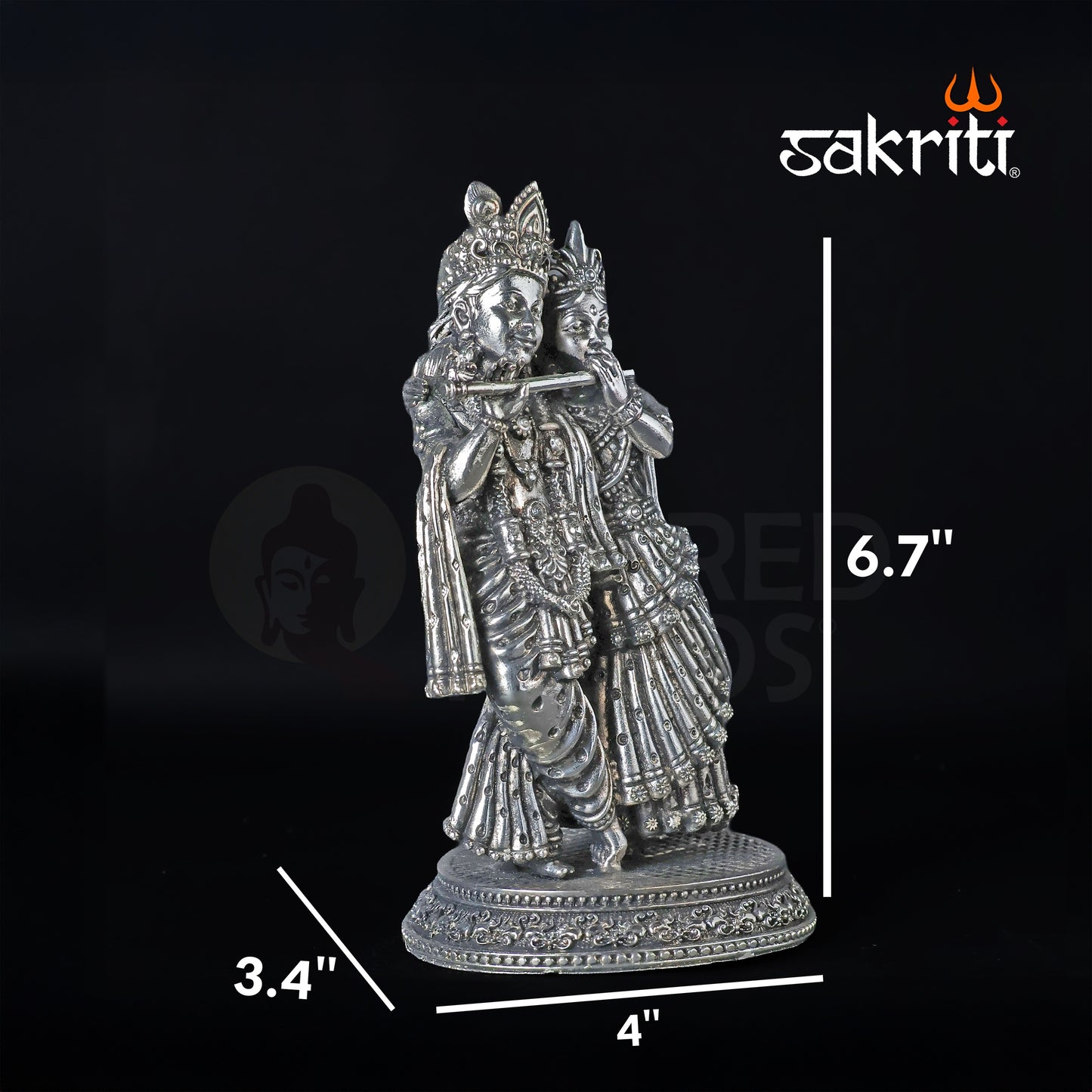 Brass Radha Krishna Idol – 6.7 Inch Height | Silver Polish Finish | Decorative Statue for Pooja Room, Home Temple & Gifting