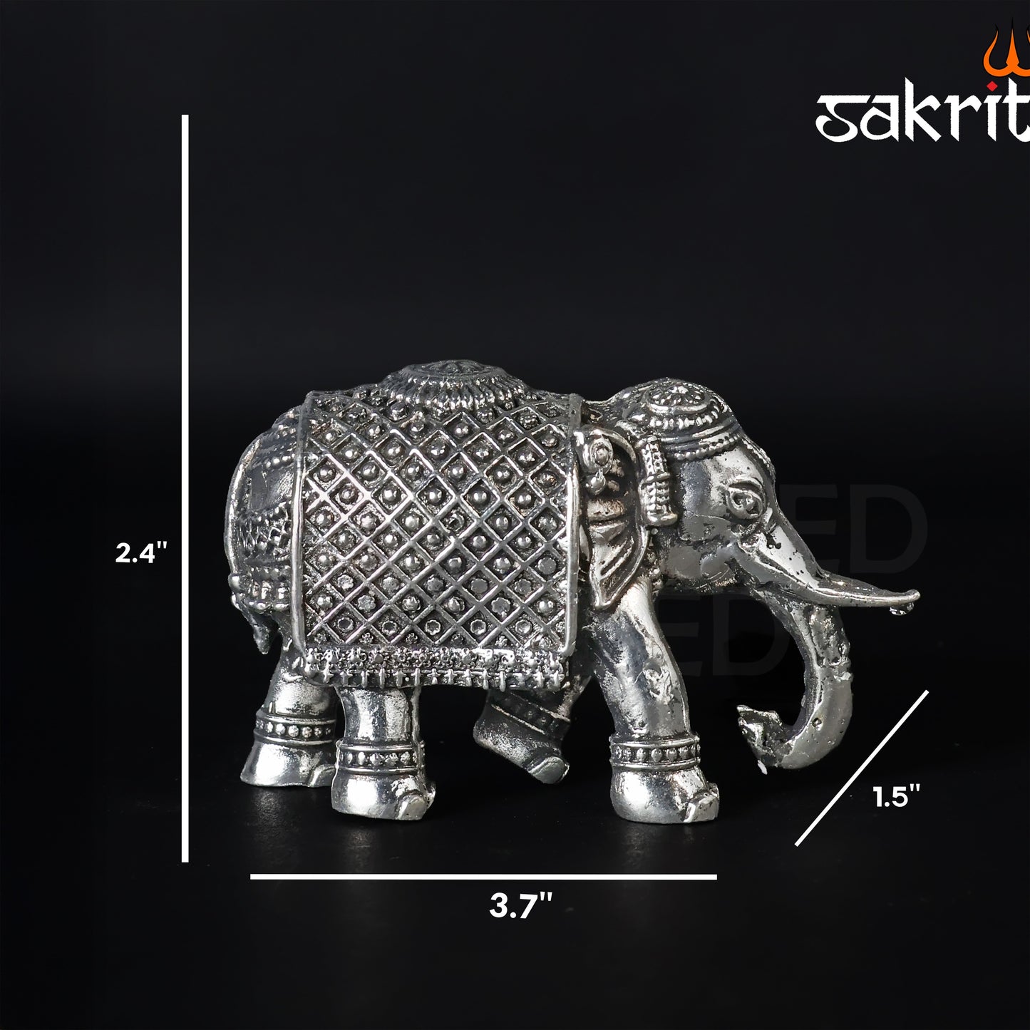 Brass Elephant Statue – 2.4 Inch Height | Silver Polish | Vastu Decorative Elephant for Home & Office Decor