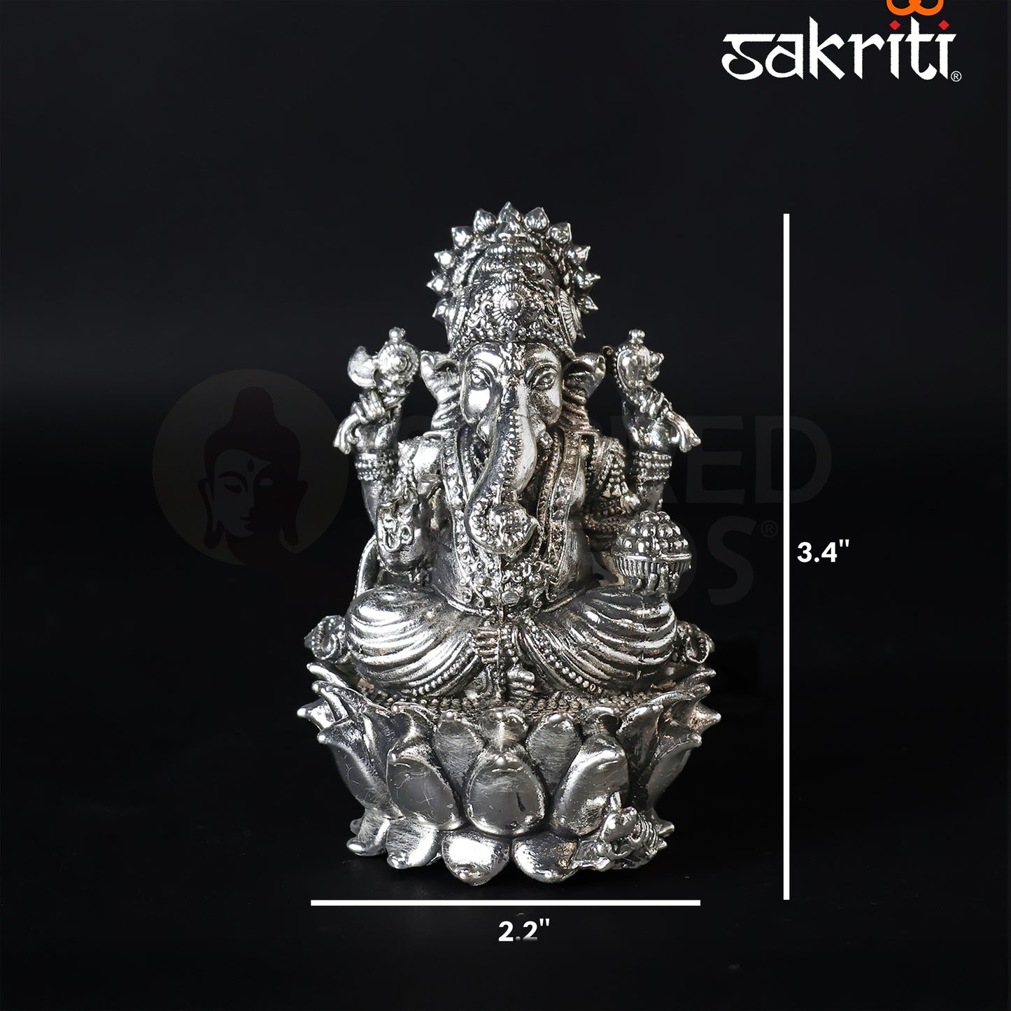 Brass Ganesha Idol – 3.4 Inch Height | Silver Polish | Lord Ganapati Statue for Ganesh Chaturthi & Spiritual Gifting