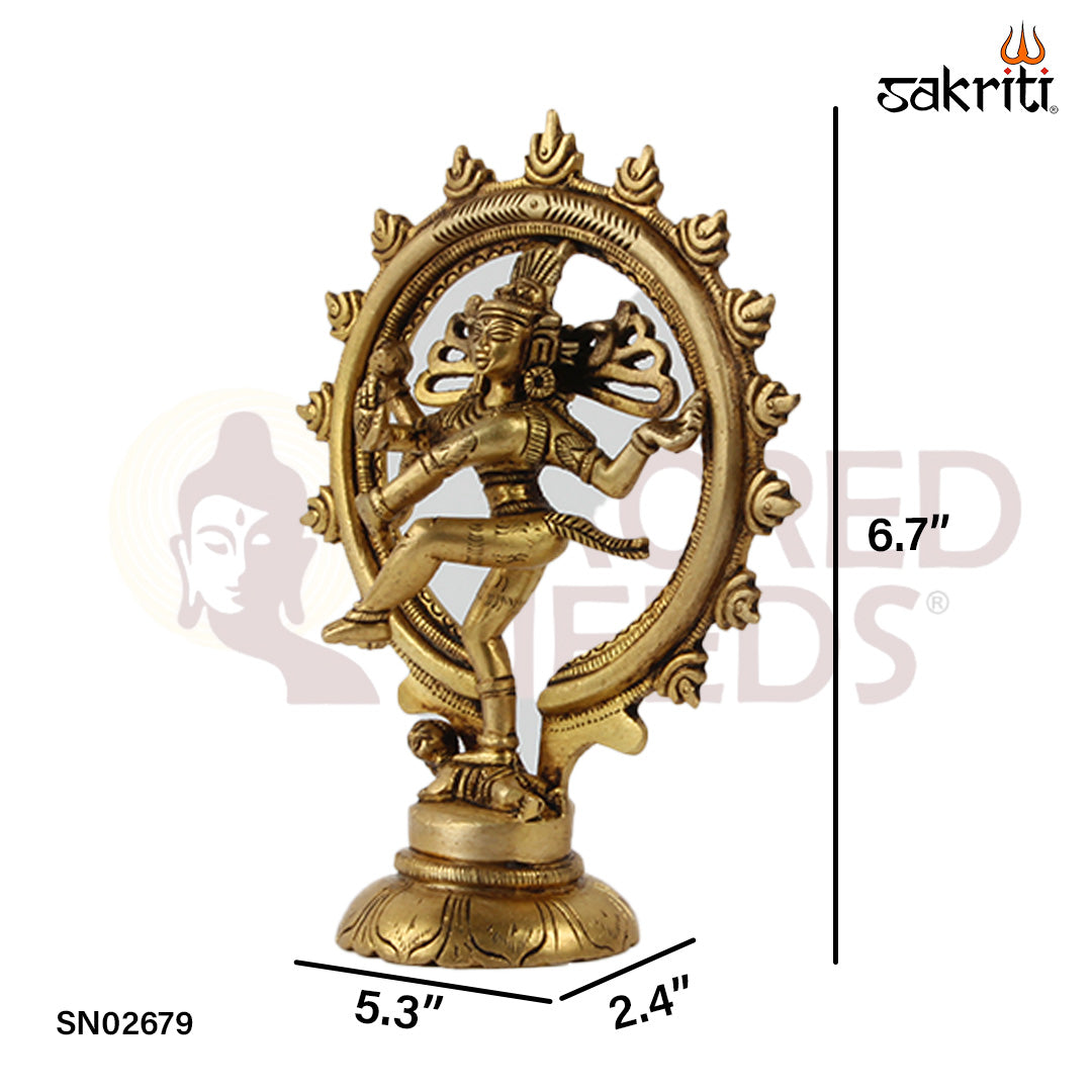 Brass Nataraja Idol – 6.7 Inch Dancing Shiva Statue for Home Temple & Spiritual Decor