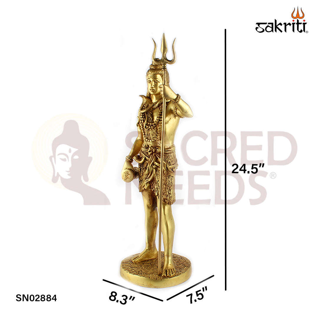 BRASS STANDING SHIVAN WITH TIRISULAM