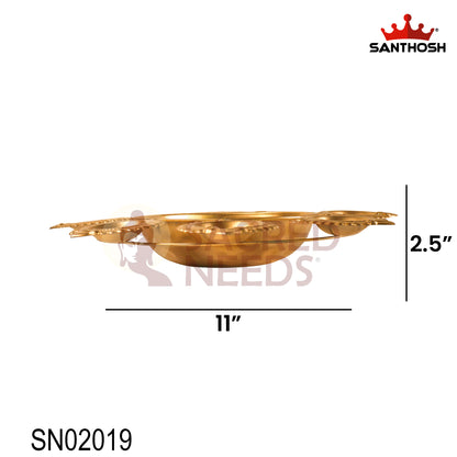 Iron Sunflower Urli with Deepam Holder – 11 Inch Length | Traditional Decorative Bowl & Oil Lamp for Pooja & Home Décor