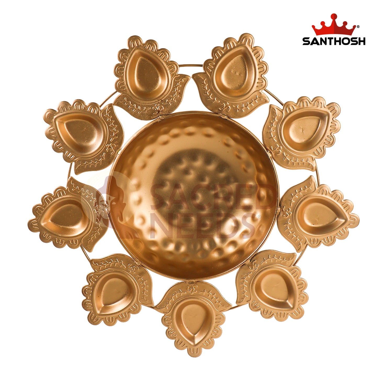 Corn Urli with Deepam Holder – 11.5 Inch Length | Traditional Decorative Bowl with Oil Lamp for Pooja & Home Décor