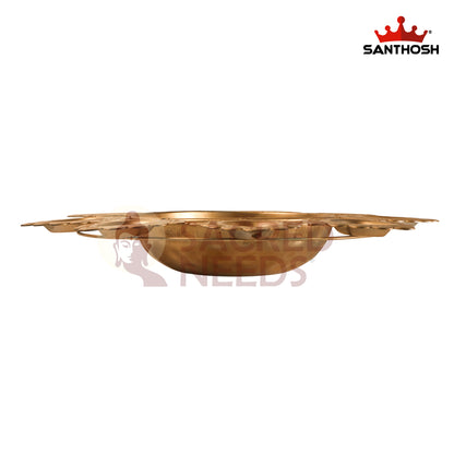 Corn Urli with Deepam Holder – 11.5 Inch Length | Traditional Decorative Bowl with Oil Lamp for Pooja & Home Décor