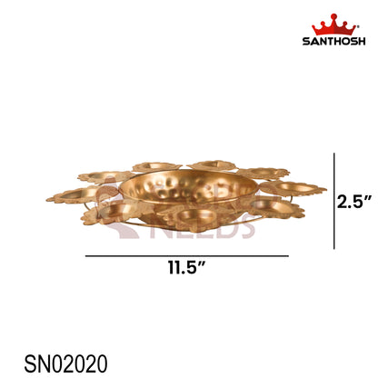 Corn Urli with Deepam Holder – 11.5 Inch Length | Traditional Decorative Bowl with Oil Lamp for Pooja & Home Décor