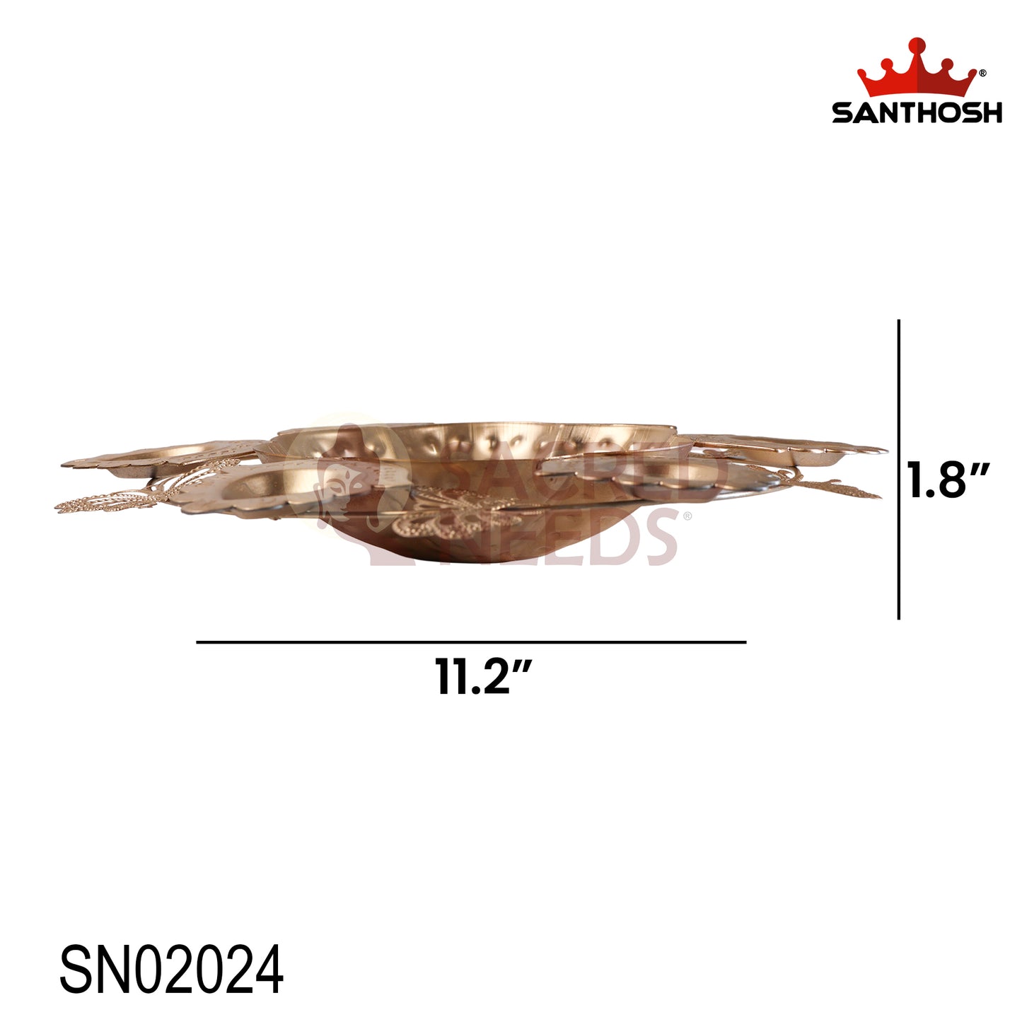 Iron 6 Butterfly Corn Vilakku – 11.2 Inch Length | Traditional Multi-Wick Oil Lamp for Pooja & Home Décor