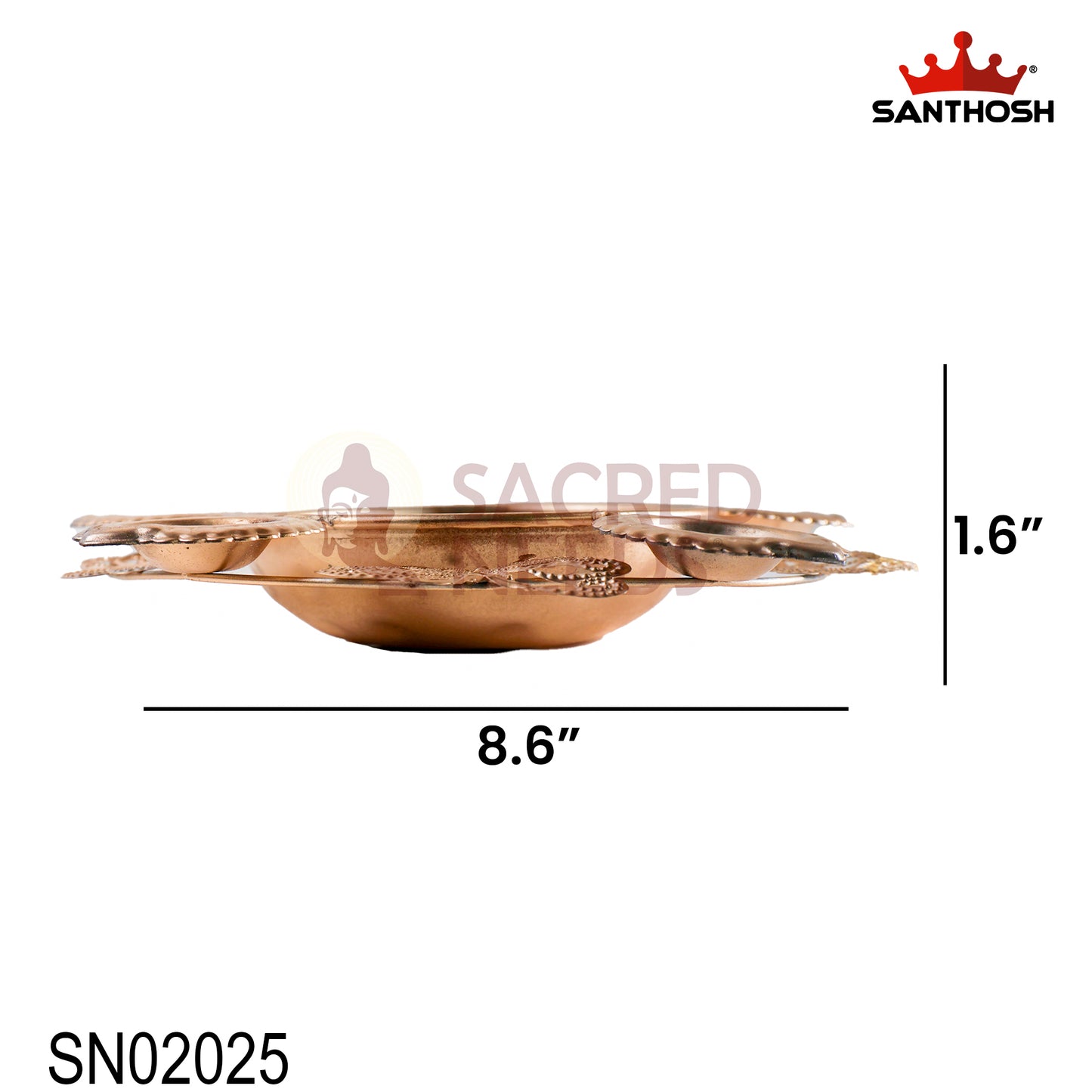 Iron 5 Butterfly Vilakku Urli – 8.6 Inch Length | Traditional Oil Lamp Bowl for Pooja, Festivals & Home Décor