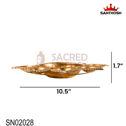 Iron 2 Peacock 6 Vilakku Urli – 10.5 Inch Length | Traditional Multi-Wick Oil Lamp Bowl for Pooja & Home Décor