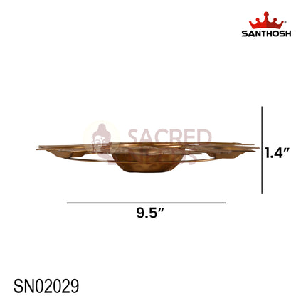 Iron 6 Lotus Vilakku Urli – 9.5 Inch Length | Traditional Multi-Wick Oil Lamp Bowl for Pooja & Home Décor