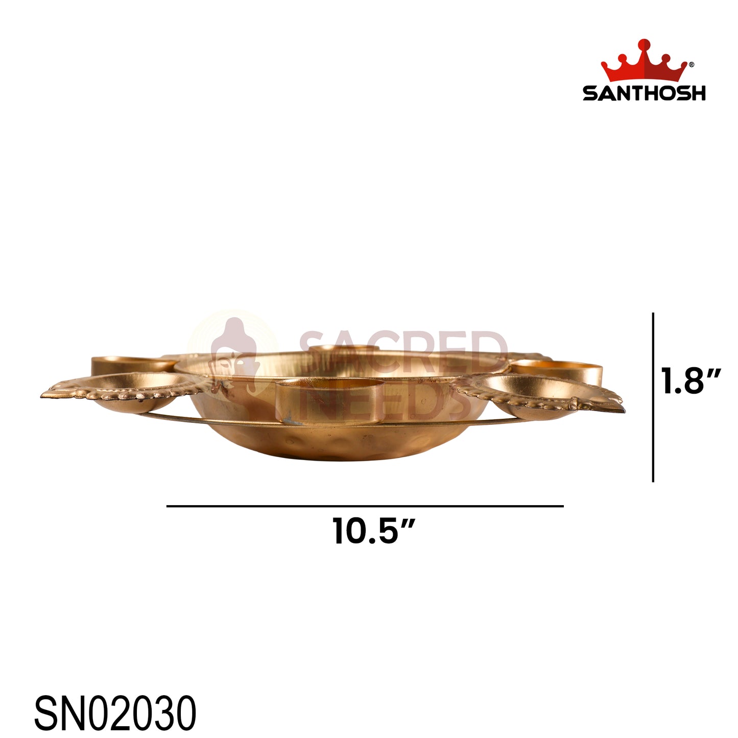 Iron 4 Vilakku Lite Urli – 10.5 Inch Length | Traditional Oil Lamp Bowl for Pooja, Festivals & Home Décor