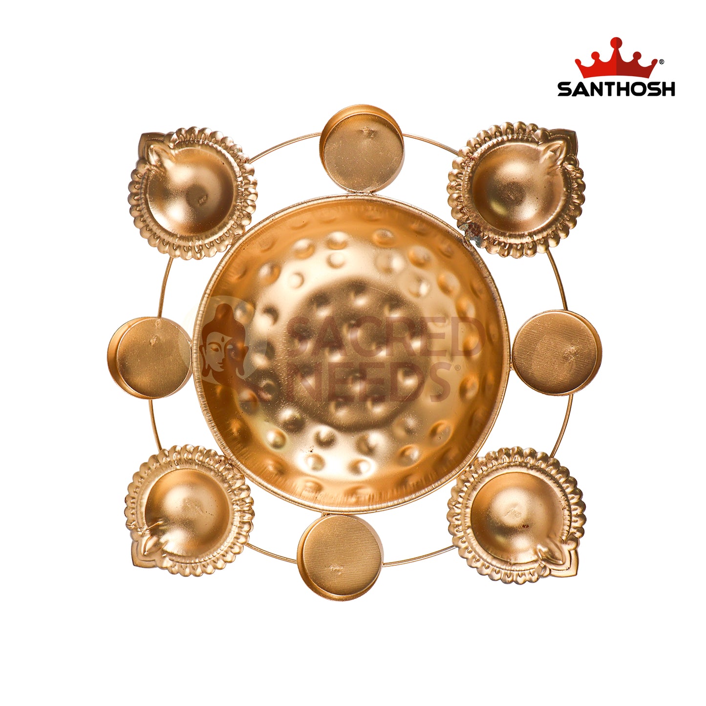 Iron 4 Vilakku Lite Urli – 10.5 Inch Length | Traditional Oil Lamp Bowl for Pooja, Festivals & Home Décor