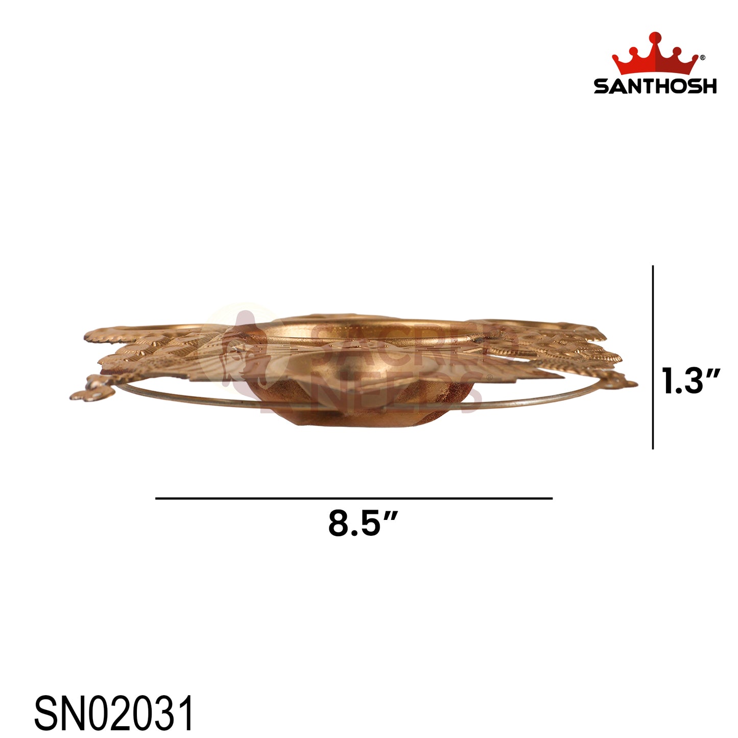 Iron 2 Peacock 3 Vilakku Urli – 8.5 Inch Length | Traditional Oil Lamp Bowl for Pooja & Home Décor