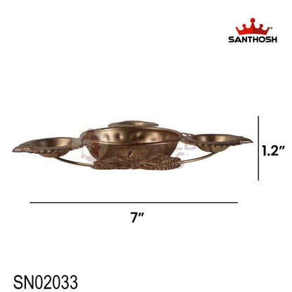 Iron 3 Butterfly Vilakku Urli – 7 Inch Length | Traditional Oil Lamp Bowl for Pooja, Festivals & Home Décor