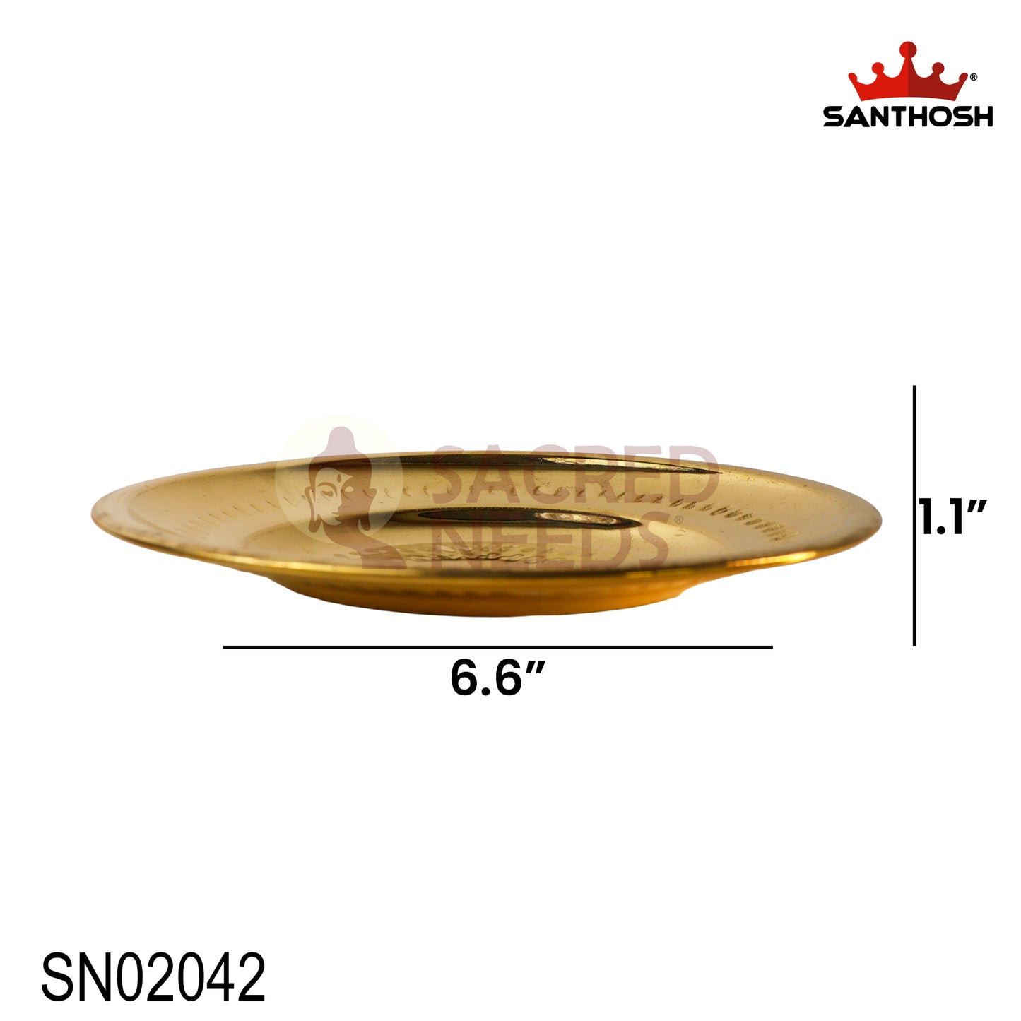 Brass Sipple Plate – 6.6 Inch Length | Traditional Brass Plate for Pooja Offerings, Prasadam & Home Temple Use