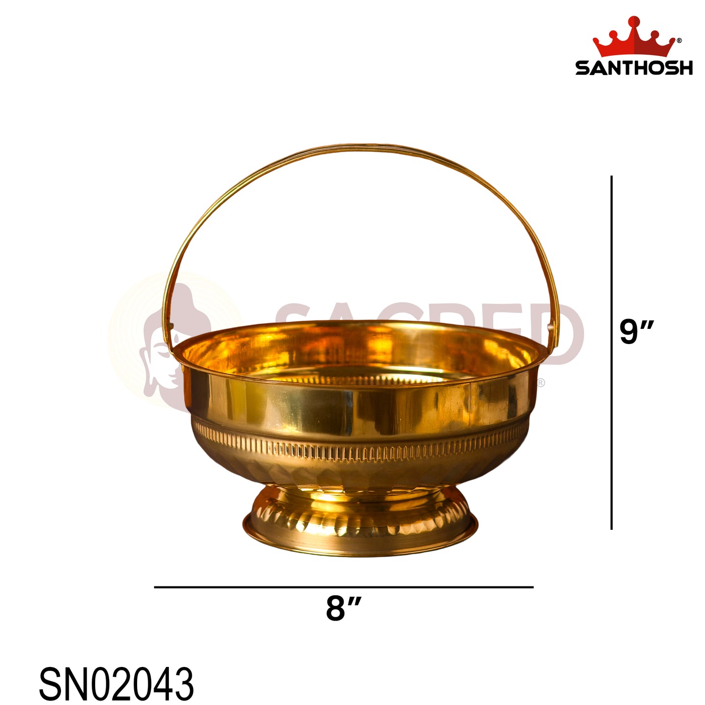 Brass ICC Round Flower Basket – 8 Inch Length | Traditional Brass Basket for Pooja, Offerings & Home Décor