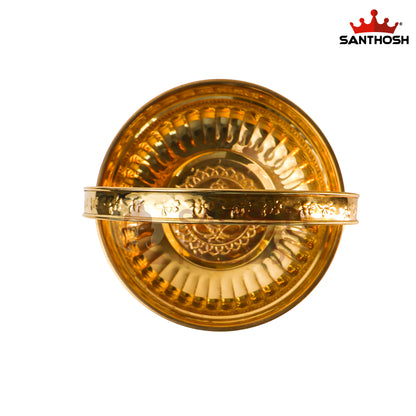 Brass ICC Round Flower Basket – 9.4 Inch Length | Traditional Brass Basket for Pooja, Offerings & Home Décor