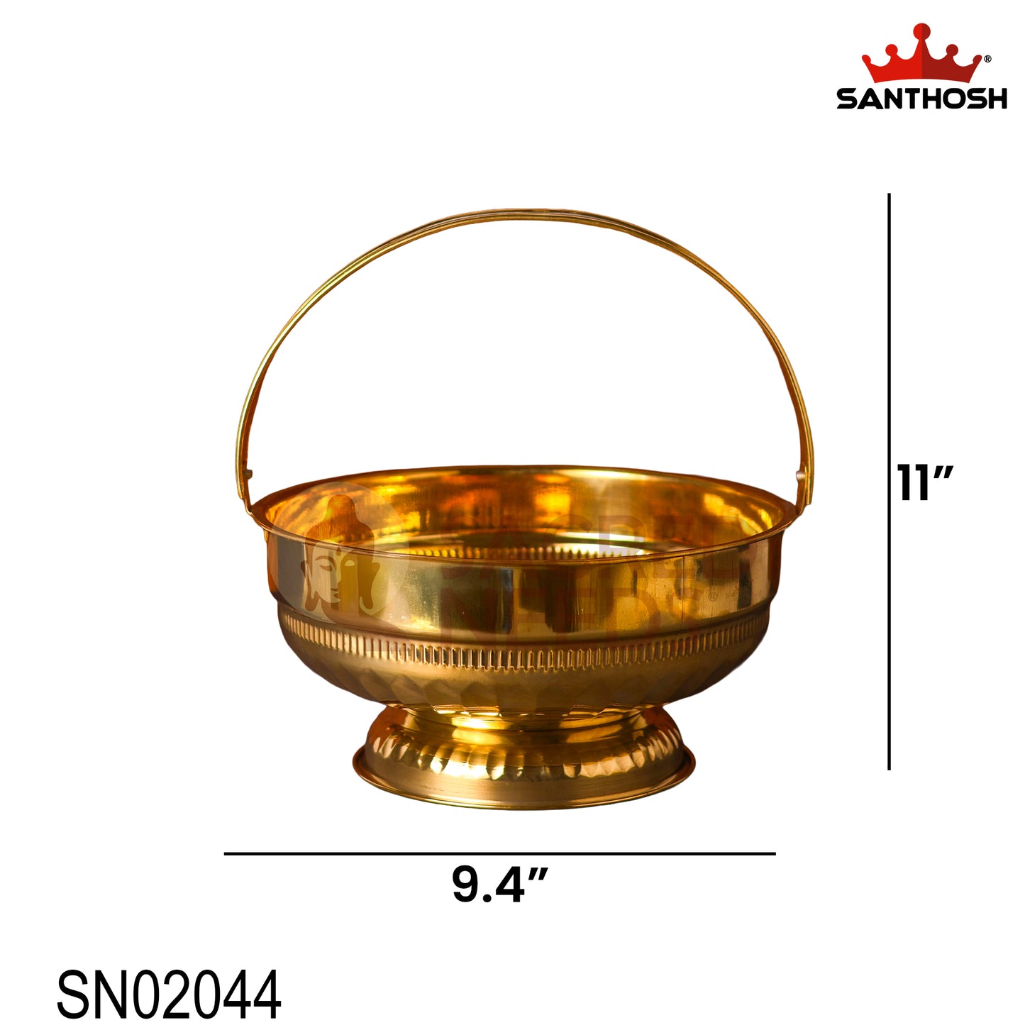 Brass ICC Round Flower Basket – 9.4 Inch Length | Traditional Brass Basket for Pooja, Offerings & Home Décor