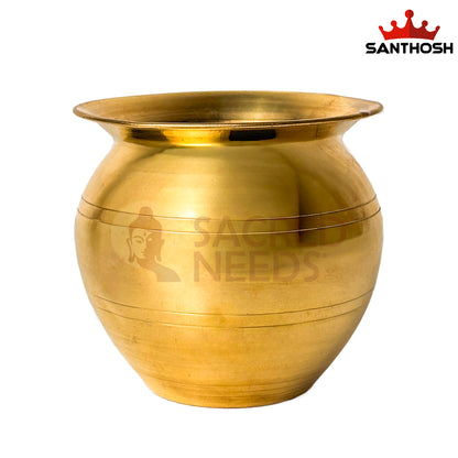 Brass Ganga Jamuna Chambu – 3.6 Inch Length | Traditional Two-Tone Brass Pot for Pooja, Abhishekam & Temple Use