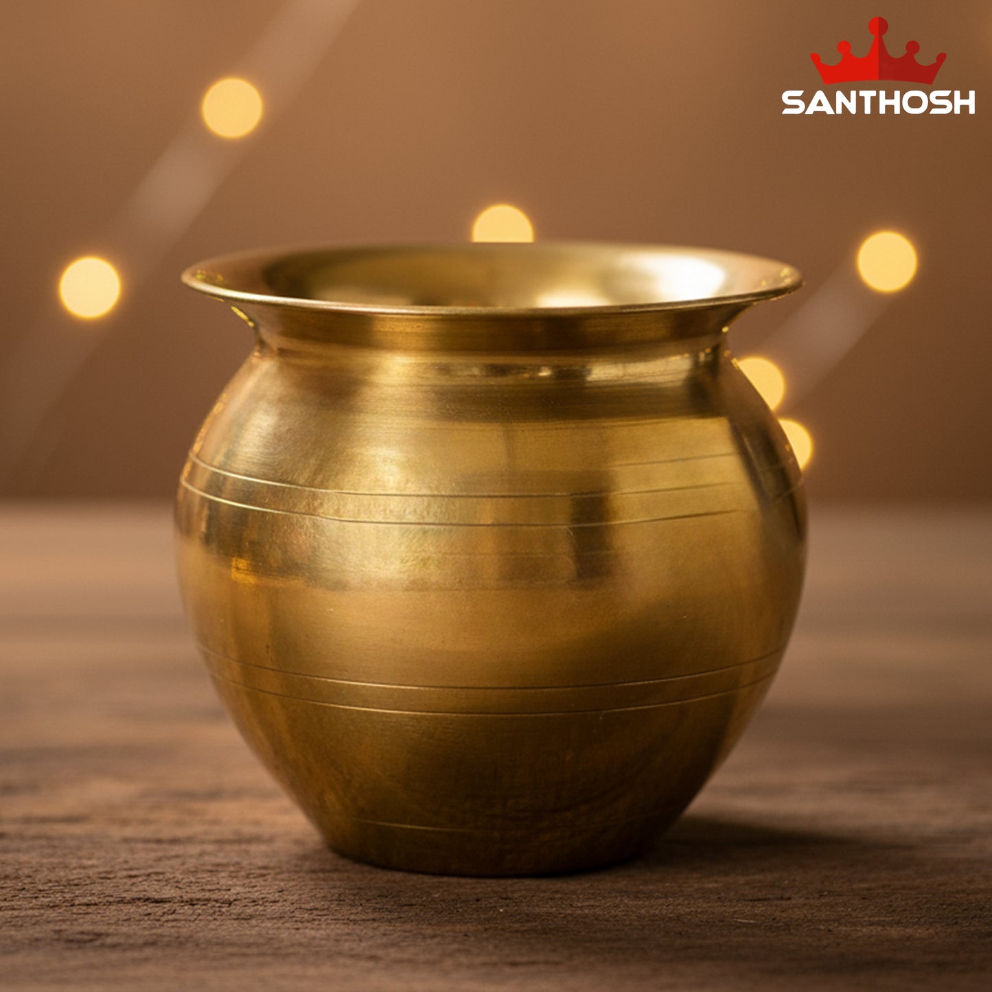 Brass Ganga Jamuna Chambu – 3.6 Inch Length | Traditional Two-Tone Brass Pot for Pooja, Abhishekam & Temple Use