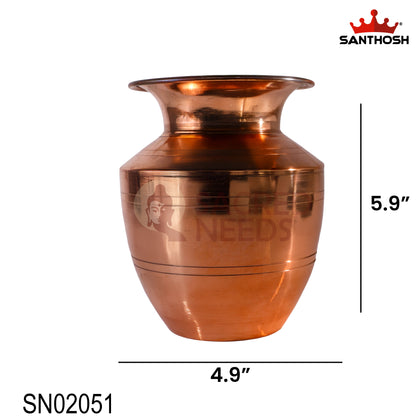 Copper Vaishnav / Iyengar Chambu – 5.9 Inch Height | Traditional Copper Pot for Pooja, Abhishekam & Temple Use