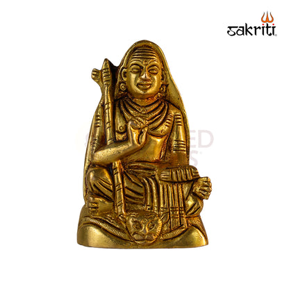 Brass Adi Shankaracharya Idol – 1.9 Inch Length | Miniature Brass Statue for Pooja, Meditation & Home Décor