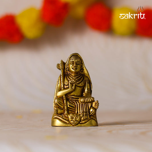 Brass Adi Shankaracharya Idol – 1.9 Inch Length | Miniature Brass Statue for Pooja, Meditation & Home Décor