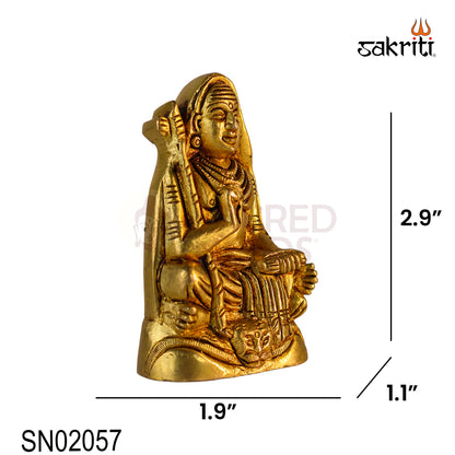 Brass Adi Shankaracharya Idol – 1.9 Inch Length | Miniature Brass Statue for Pooja, Meditation & Home Décor