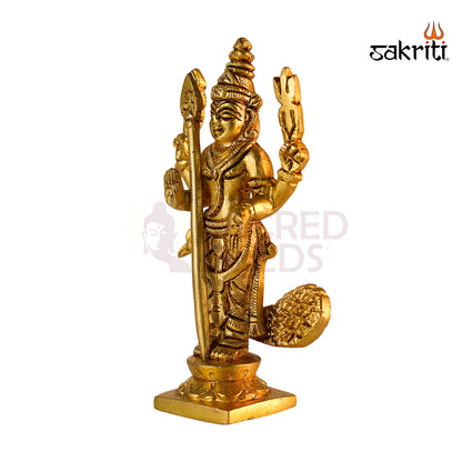 Sacred Needs Brass Murugan Idol – 5 Inch (12.7 cm) Height | Temple & Pooja Room Decoration