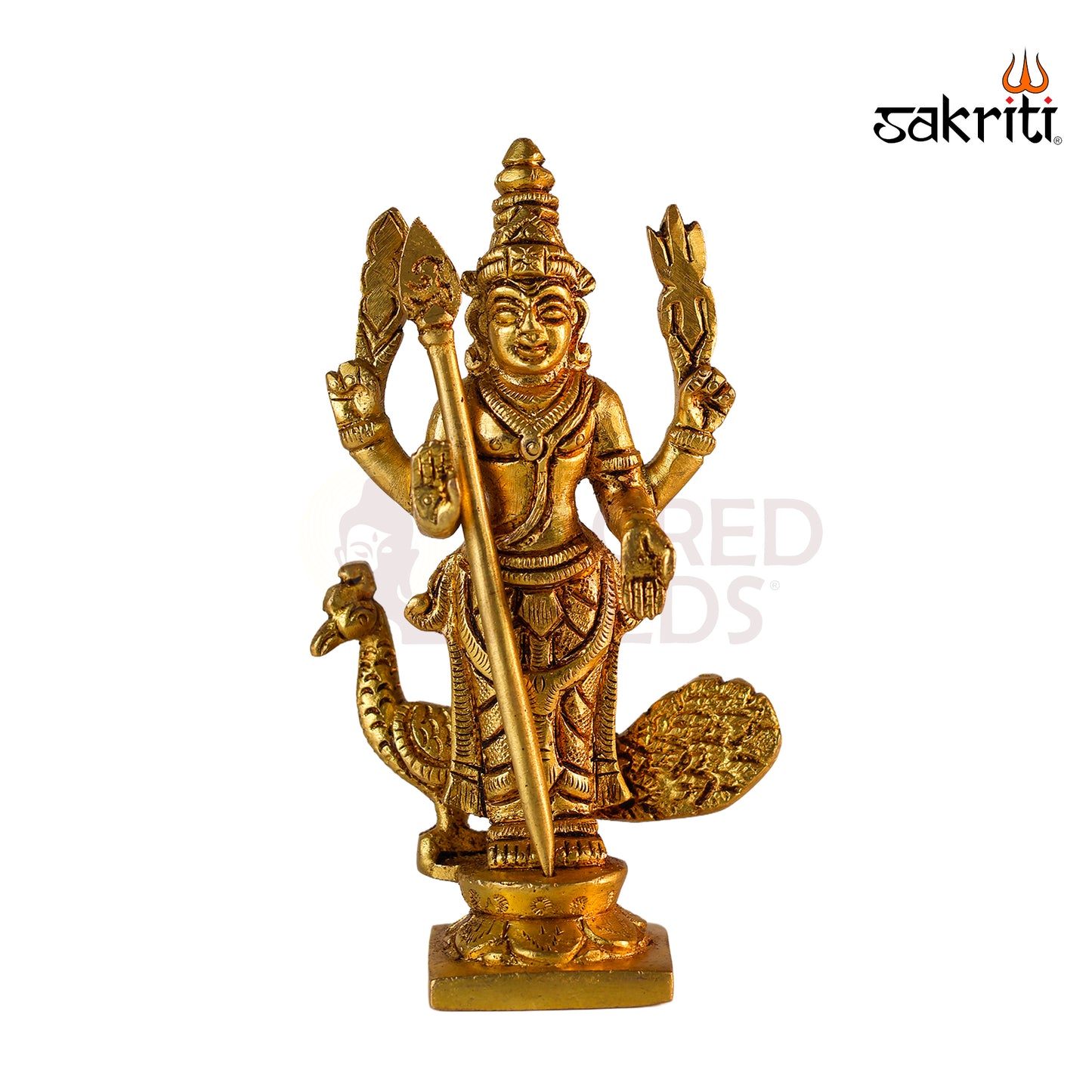 Sacred Needs Brass Murugan Idol – 5 Inch (12.7 cm) Height | Temple & Pooja Room Decoration