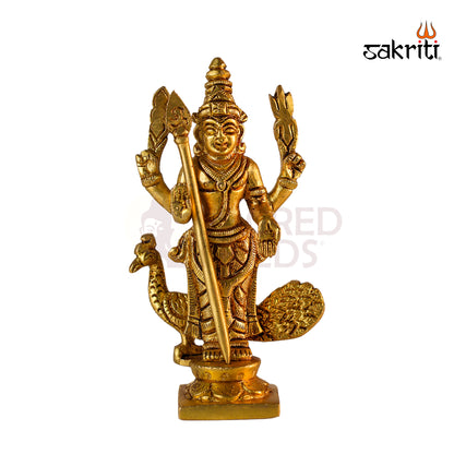 Sacred Needs Brass Murugan Idol – 5 Inch (12.7 cm) Height | Temple & Pooja Room Decoration
