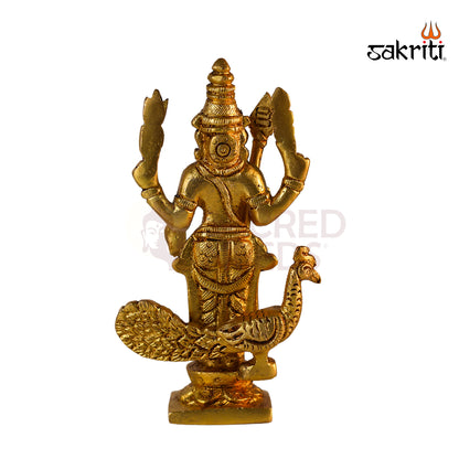 Sacred Needs Brass Murugan Idol – 5 Inch (12.7 cm) Height | Temple & Pooja Room Decoration