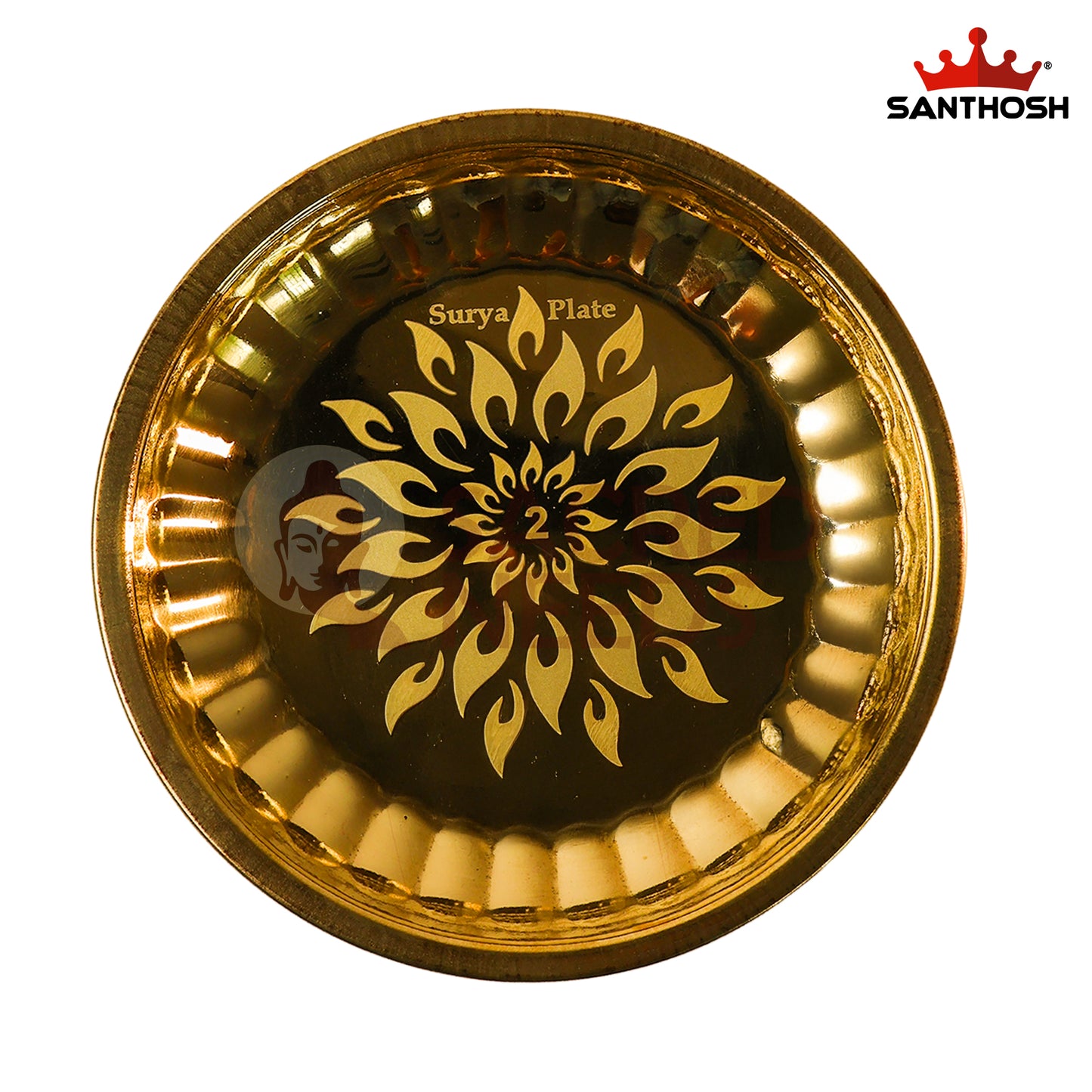 Brass Surya Deep Plate – 6.5 Inch Length | Traditional Brass Oil Lamp Plate for Pooja & Temple Use