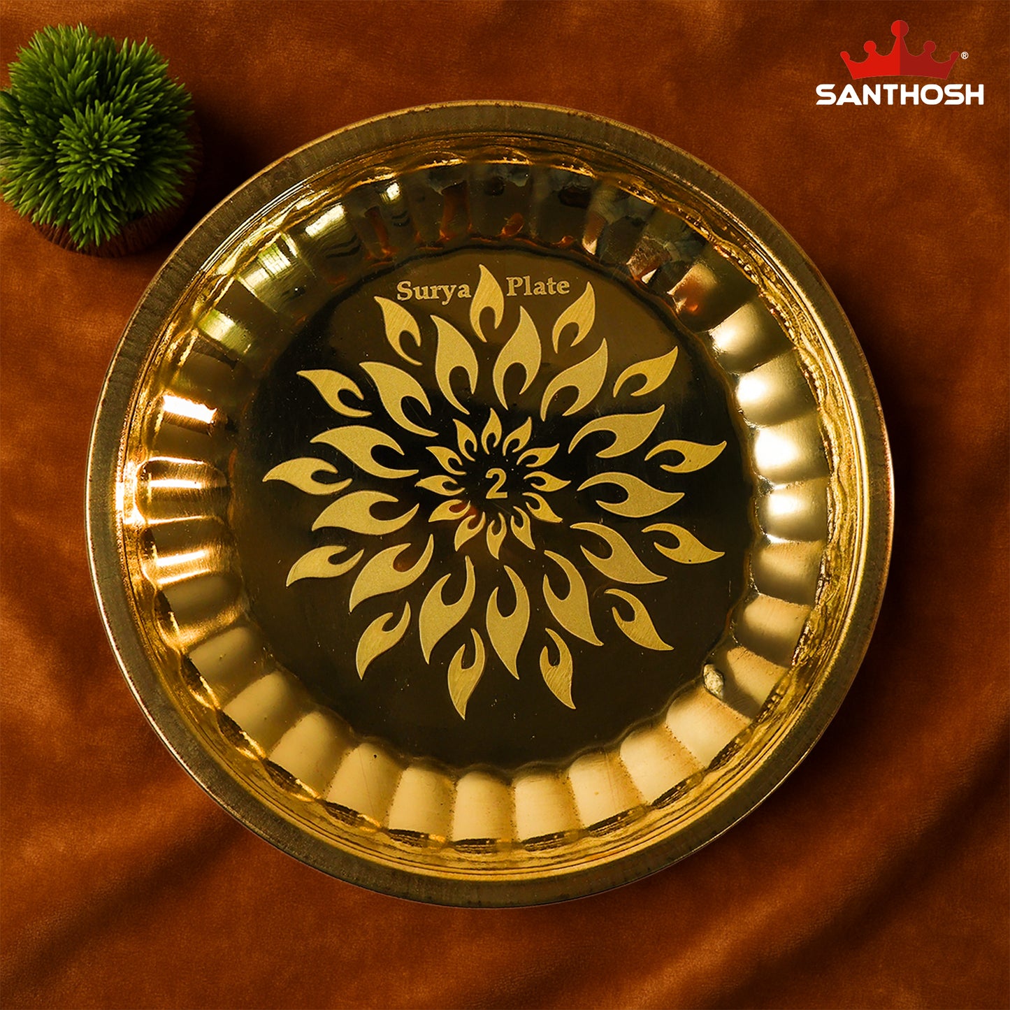 Brass Surya Deep Plate – 6.5 Inch Length | Traditional Brass Oil Lamp Plate for Pooja & Temple Use