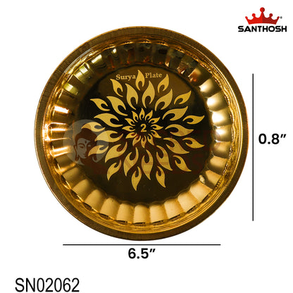 Brass Surya Deep Plate – 6.5 Inch Length | Traditional Brass Oil Lamp Plate for Pooja & Temple Use