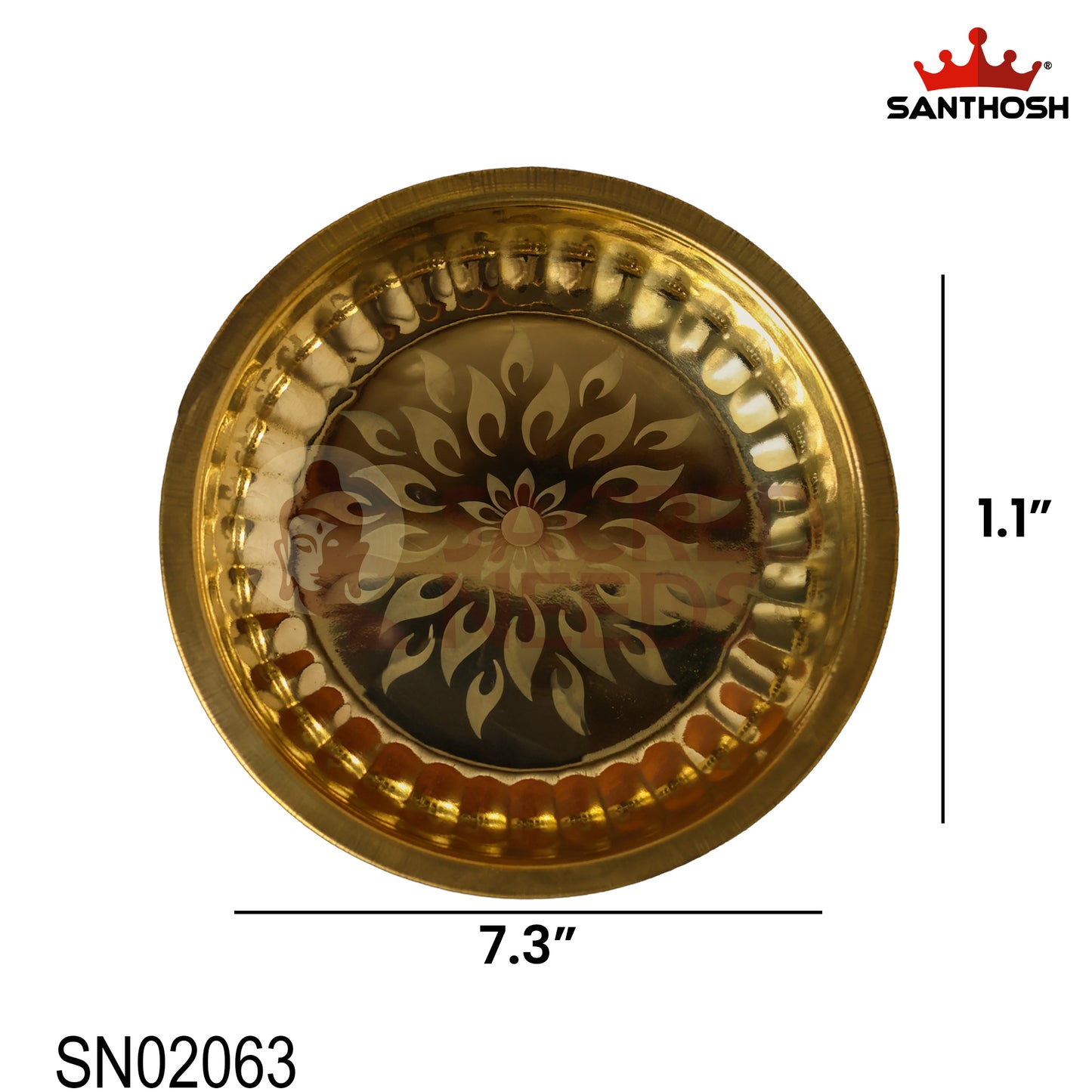 Brass Surya Deep Plate – 7.3 Inch Length | Traditional Brass Oil Lamp Plate for Pooja & Temple Use